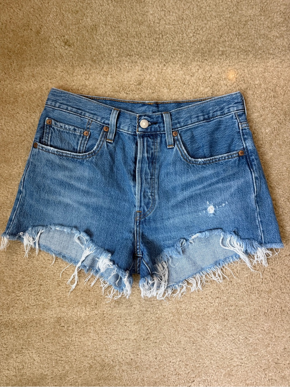 Levi 501 Denim Distressed Shorts